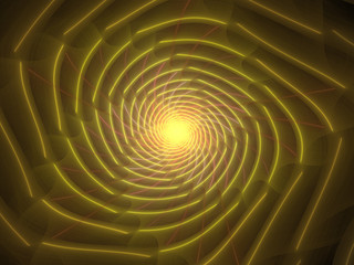 Yellow Fractal Spiral Background Image, Illustration - Infinite repeating spiral pattern, vortex of geometry. Recursive symmetrical patterns compressed and twisted into a central focal point.