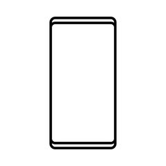 Vector illustration of a black and white modern digital icon of a smart digital smartphone rectangular cellphone with isolated on white background. Concept: computer digital technologies