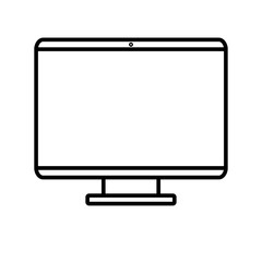 Vector illustration of a black and white modern digital icon of a digital smart rectangular computer with a monitor, laptop isolated on a white background. Concept: computer digital technologies