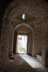 Fototapeta na wymiar Parnitha Mountain, Athens / Greece, June 2019: The Ntavelis cave and the enclosed monastery