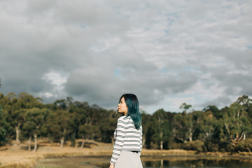 young woman on the bridge