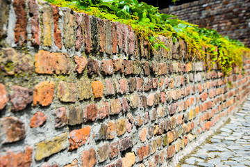 old brick wall of stones