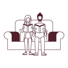 couple sitting on chair with book in hands