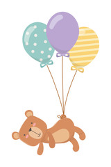 Teddy bear cartoon and balloons design