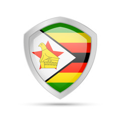Shield with Zimbabwe flag on white background.