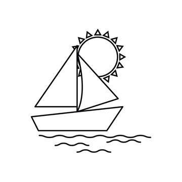 silhouette of sailboat on white background