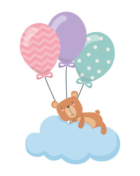 Teddy bear cartoon and balloons design © Stockgiu