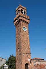 Fototapeta premium Clocktower on the island of Murano, Venice, Italy,march ,2019