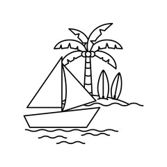 silhouette of sailboat on white background