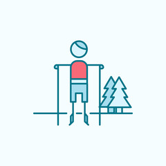 skier field outline with red element icon