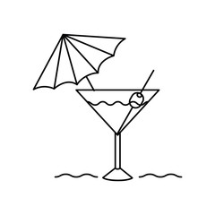 silhouette of cocktail on white background