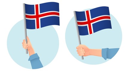 Iceland flag in hand icon