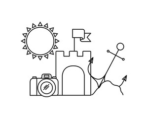 silhouette of sand castle on white background