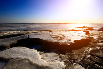 Fototapeta premium The winter sea ice