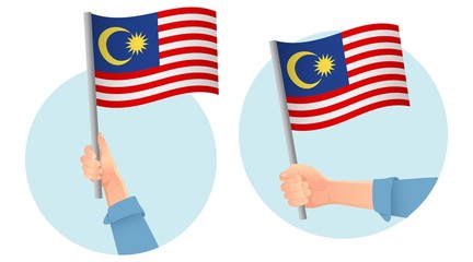Malaysia flag in hand icon