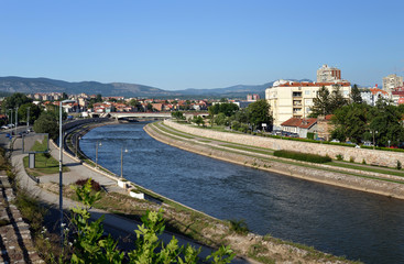 Naklejka premium NIS, SERBIA: Panoramic view of City of Nis and Nisava River, Serbia
