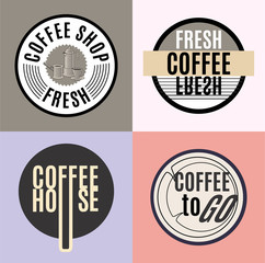 Set of coffee house logo. Vintage illustration.