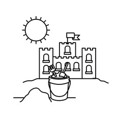 silhouette of sand castle on white background