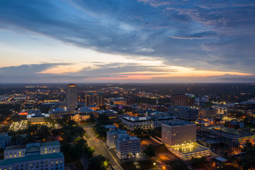 Fototapeta na wymiar Aerial twilight photo Downtown Tallahassee scene State Capitol Building