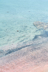 Colorful sand on tropical beach. Copy space.