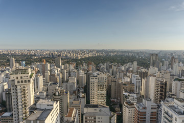 Sao Paulo city view from the top of building in the Paulista Avenue region