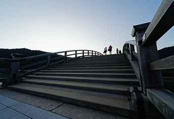 Photo sur Plexiglas Le pont Kintai Crépuscule du pont de bois / Iwakuni / Pont Kintaikyo