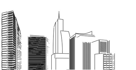 Obraz premium 3D illustration architecture building perspective lines.