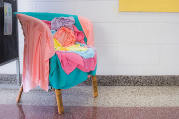 girl in colorful clothes on a background
