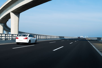 concrete road curve of viaduct in shanghai china outdoor.