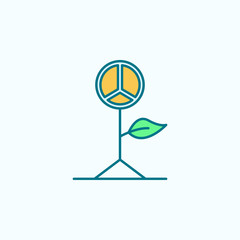 Obraz premium plant with sign of peace field outline with color element icon