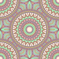 Decorative colorful ethnic seamless pattern for fabric or wrapping in oriental style. Hand drawn illustration