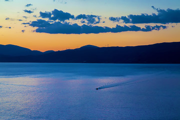 Small boat-  taxi connect i  greek sland Hydra  with main Greece