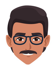 indian man face avatar cartoon