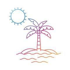 silhouette of palm tree with coconut on island