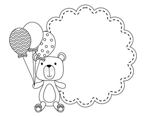 Teddy bear cartoon with balloons design