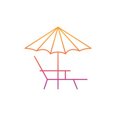 silhouette of umbrella striped with beach chair