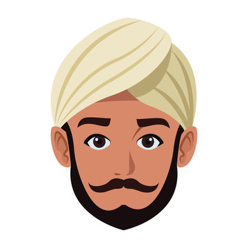 indian man face avatar cartoon