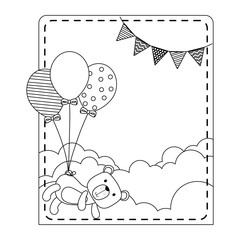 Teddy bear cartoon with balloons design