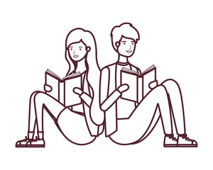 couple sitting with book in hands