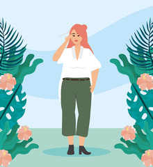 girl with blouse and pants casual clothes