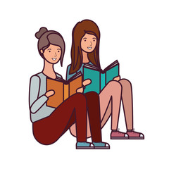 women sitting with book in hands