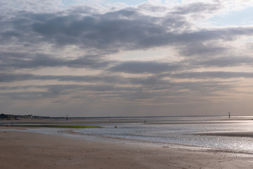 The beach of Houlgate, Normandy, at sunset