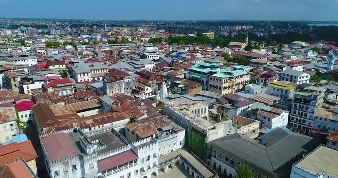 Aerial. Stone town, Zanzibar, Tanzania.
