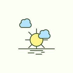 sunset with simple color element icon