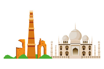 indian building monuments icon cartoon