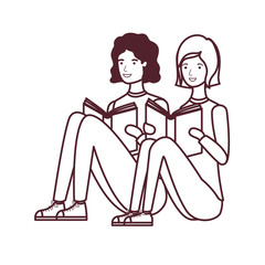 couple sitting with book in hands