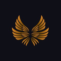 Luxury golden triple feather wings illustration