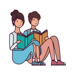 couple sitting with book in hands