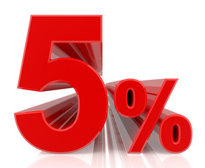 5 percent red 3d rendering