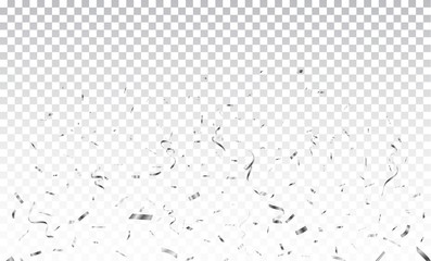 Silver confetti isolated on transparent background